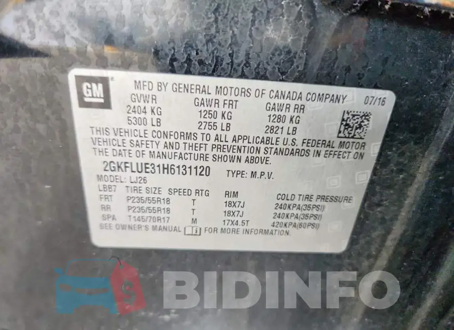2GKFLUE31H6131120 Photo# 14