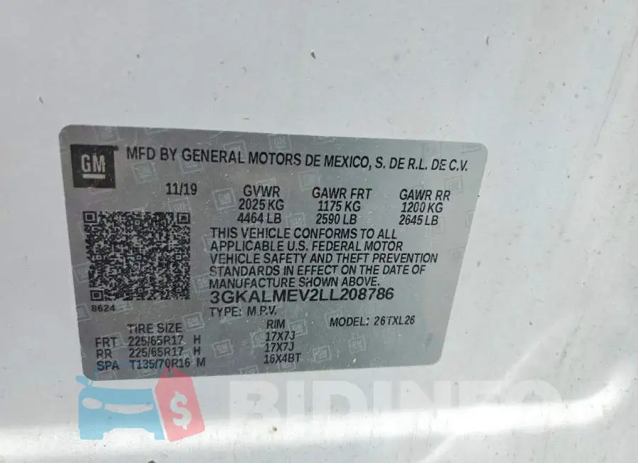 3GKALMEV2LL208786 Photo# 14