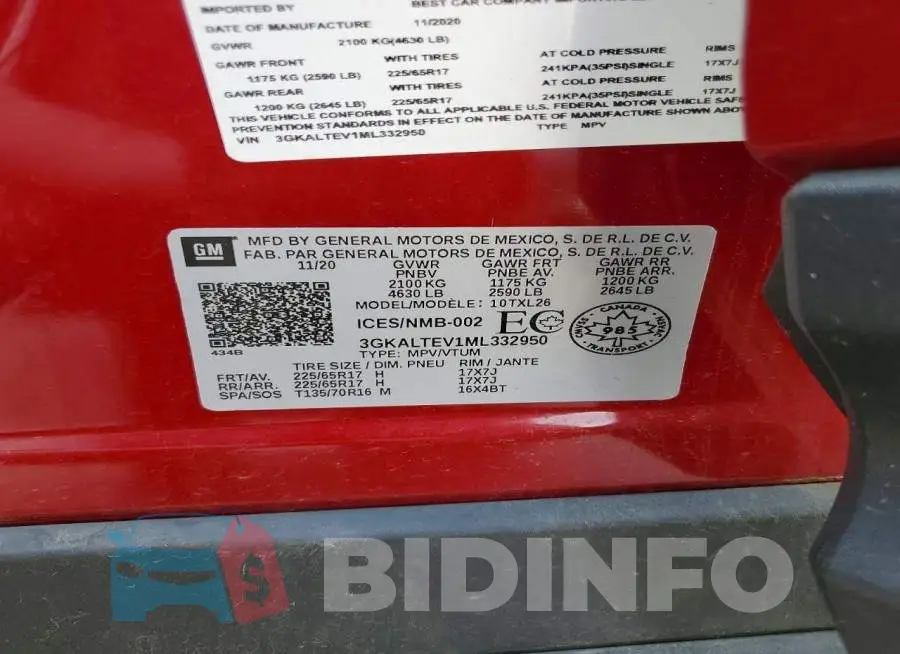 3GKALTEV1ML332950 Photo# 13