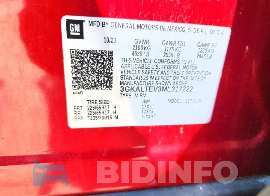 3GKALTEV3ML317222 Photo# 13