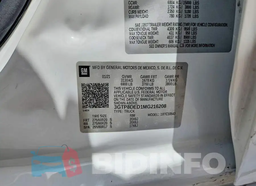 3GTP8DED1MG216208 Photo# 12