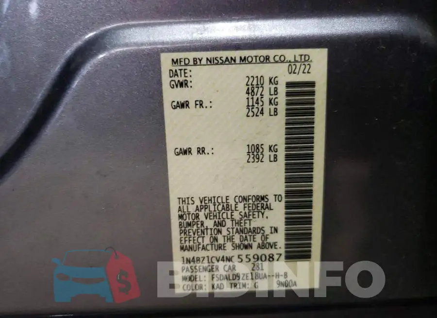 1N4BZ1CV4NC559087 Photo# 13