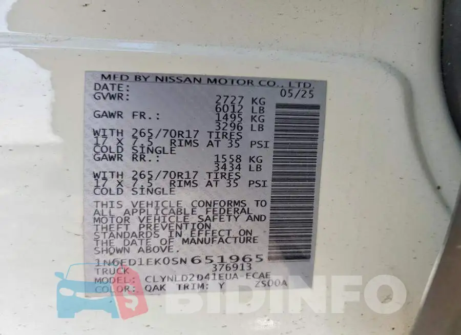 1N6ED1EK0SN651965 Photo# 12