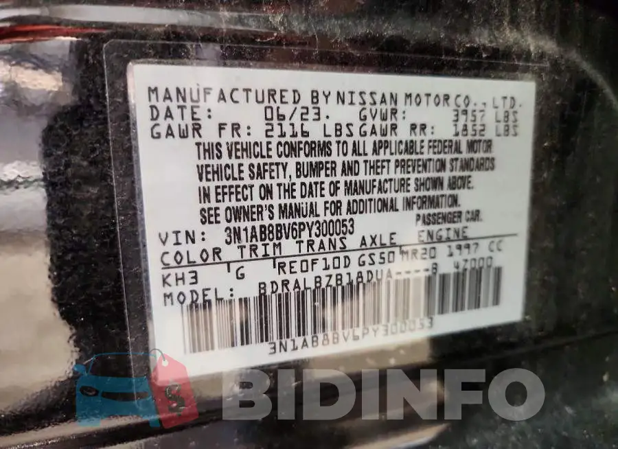3N1AB8BV6PY300053 Photo# 13
