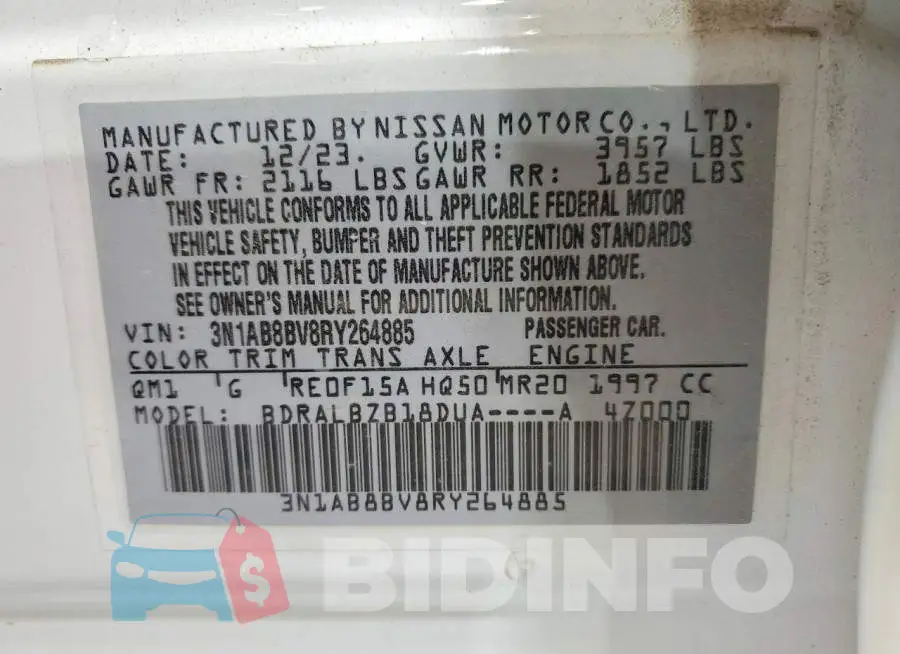 3N1AB8BV8RY264885 Photo# 12