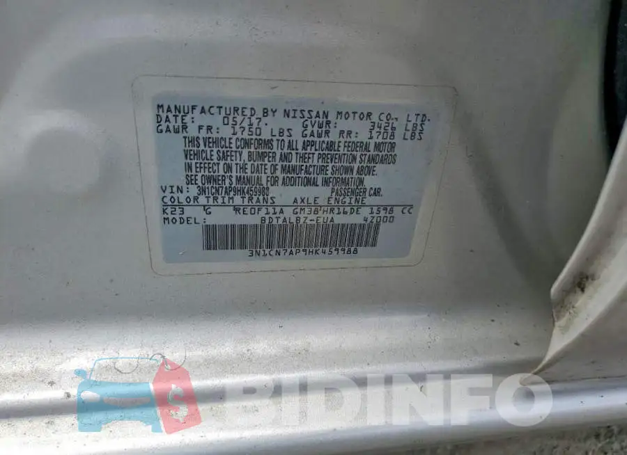 3N1CN7AP9HK459988 Photo# 12