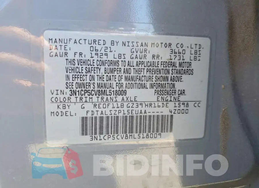 3N1CP5CV8ML518009 Photo# 14