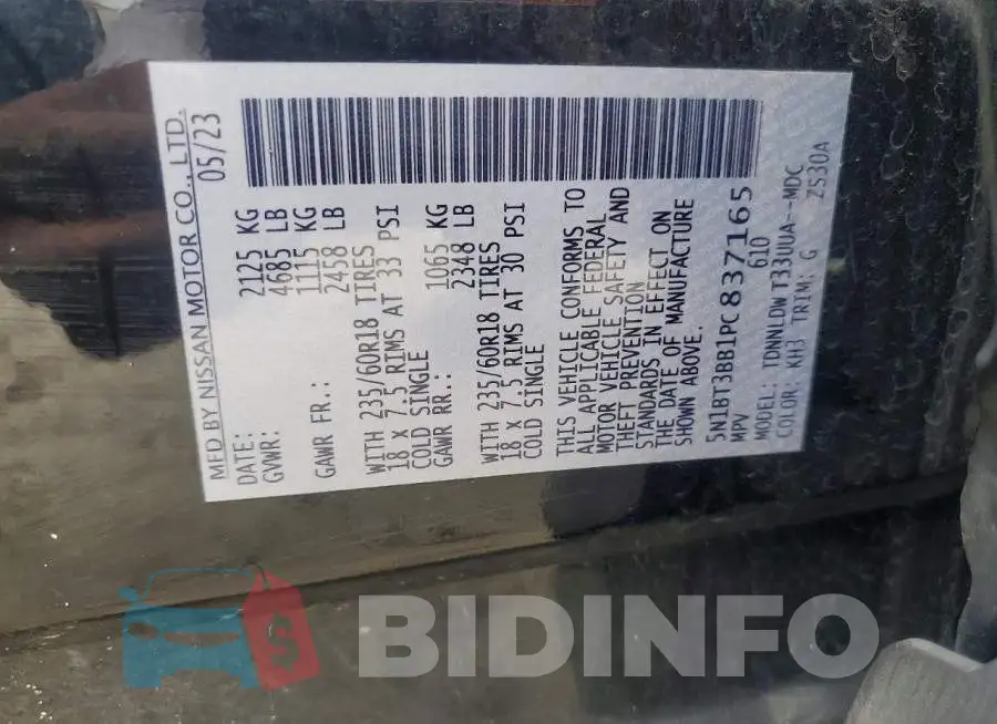 5N1BT3BB1PC837165 Photo# 12