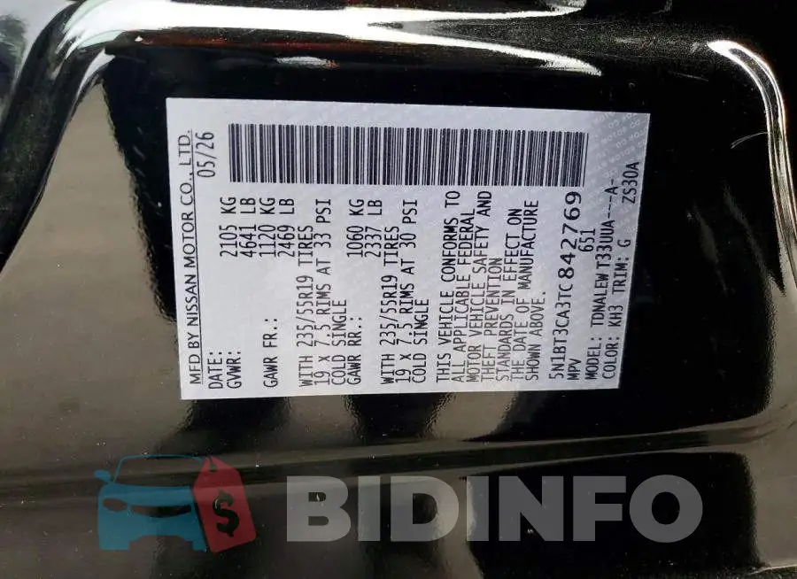 5N1BT3CA3TC842769 Photo# 12