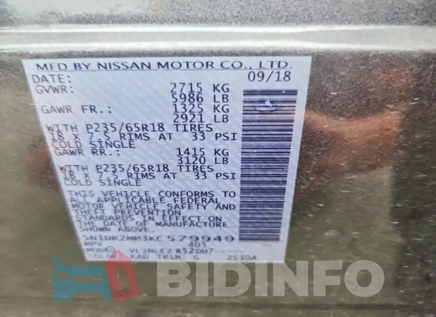 5N1DR2MM3KC579949 Photo# 13