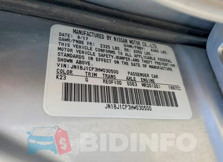JN1BJ1CP3HW030500 Photo# 13