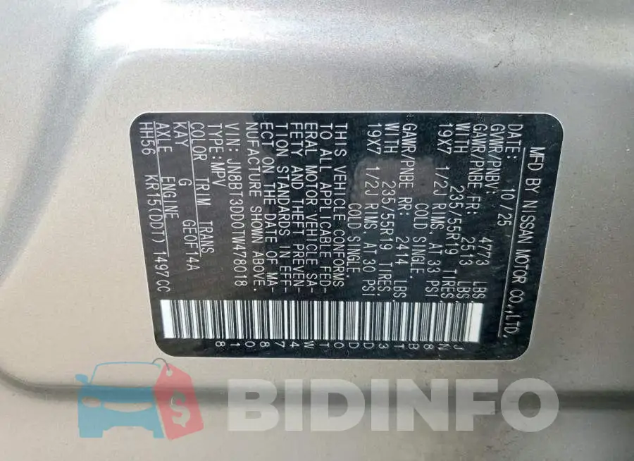 JN8BT3DD0TW478018 Photo# 14