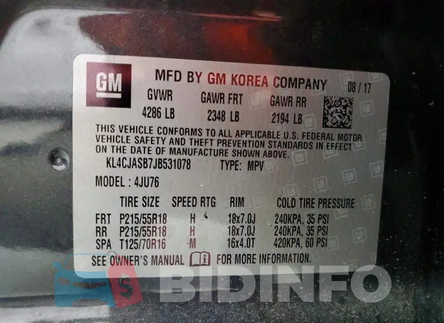 KL4CJASB7JB531078 Photo# 13