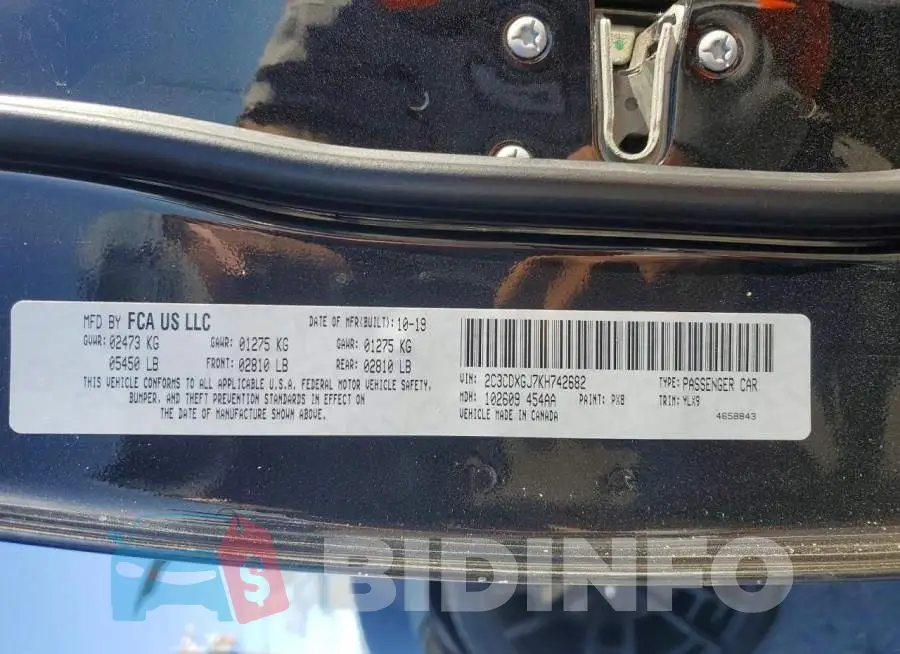 2C3CDXGJ7KH742682 Photo# 12