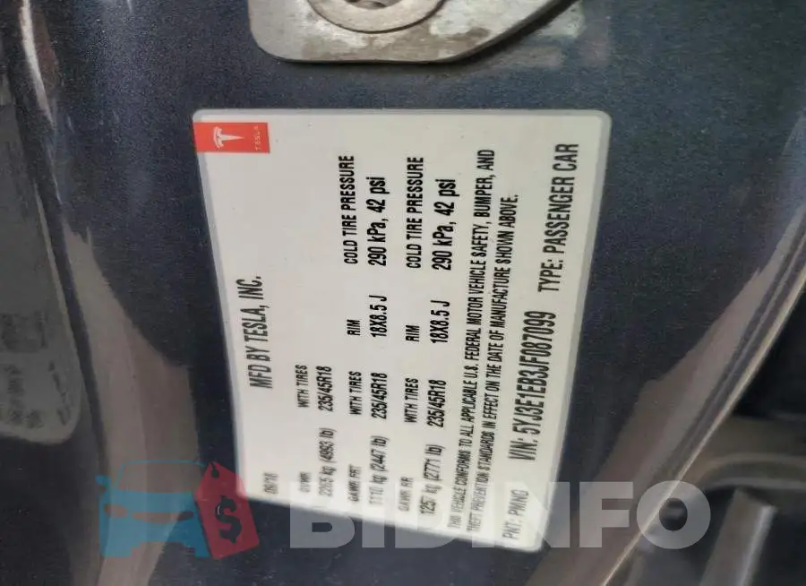 5YJ3E1EB3JF087099 Photo# 12