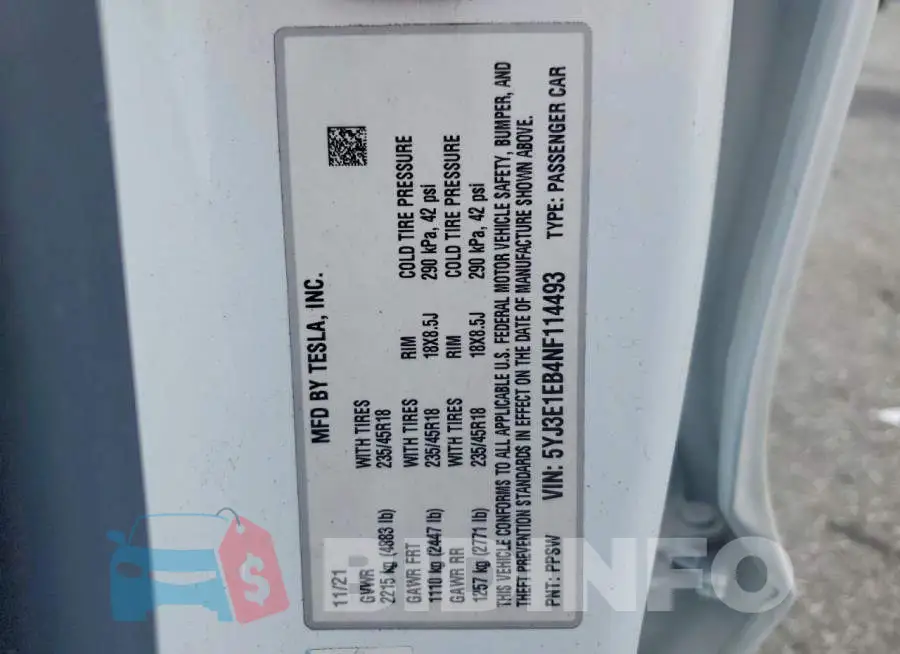 5YJ3E1EB4NF114493 Photo# 12