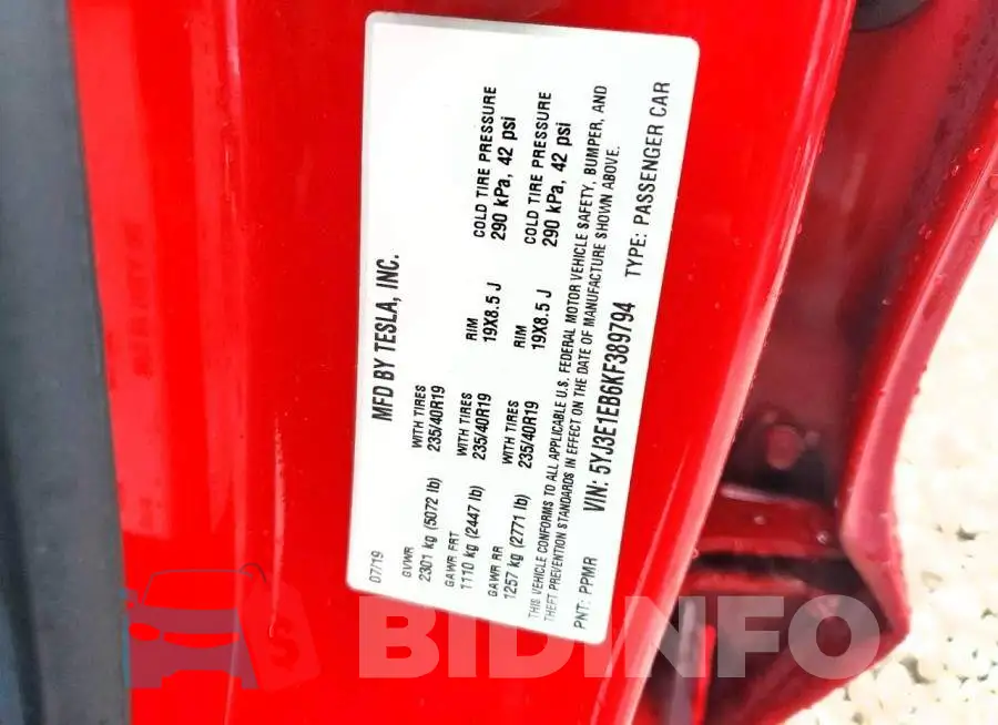 5YJ3E1EB6KF389794 Photo# 12