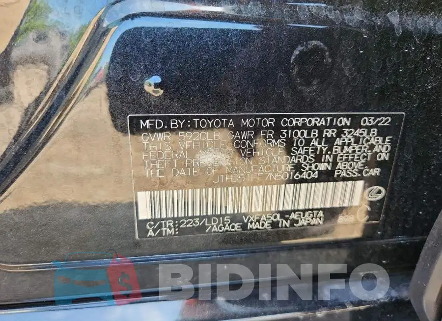 JTHD51FF7N5016404 Photo# 13