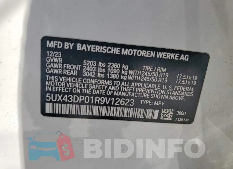 5UX43DP01R9V12623 Photo# 13