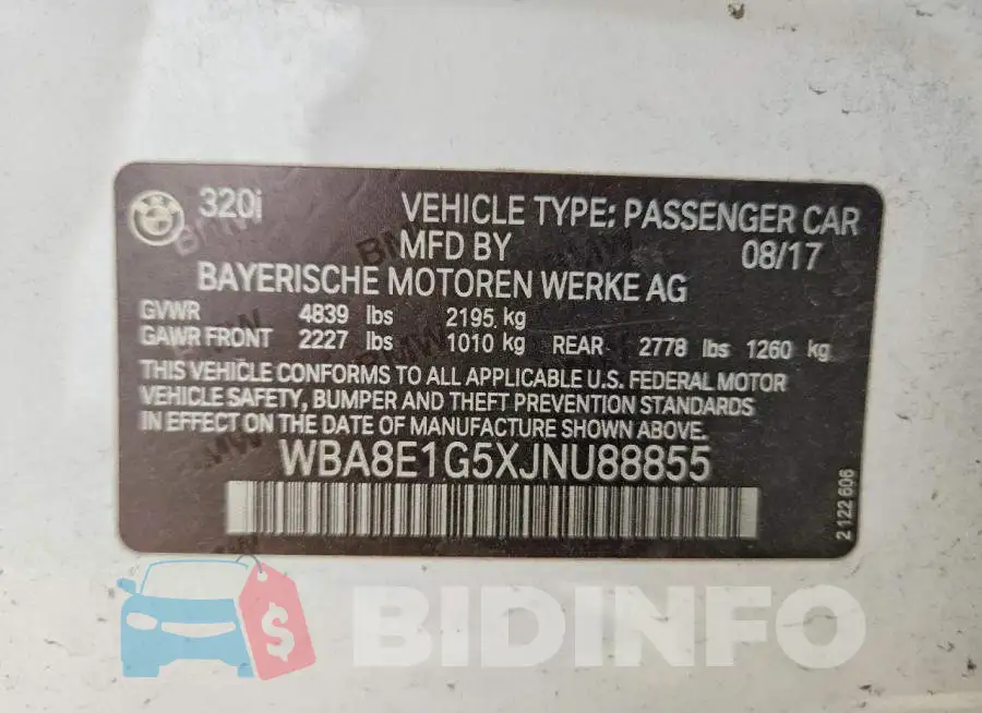 WBA8E1G5XJNU88855 Photo# 12