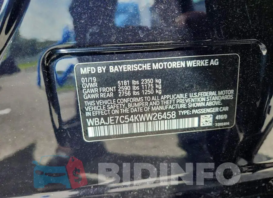 WBAJE7C54KWW26458 Photo# 12