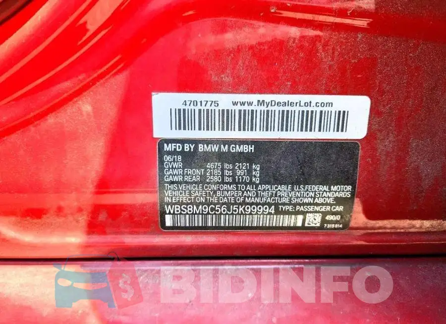 WBS8M9C56J5K99994 Photo# 13
