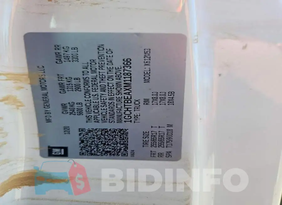 1GCHTBEAXM1187366 Photo# 12