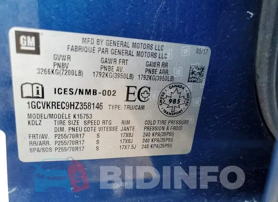 1GCVKREC9HZ358146 Photo# 12