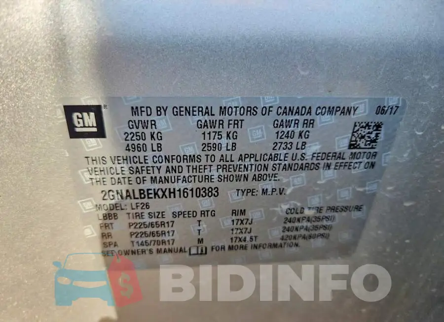 2GNALBEKXH1610383 Photo# 13