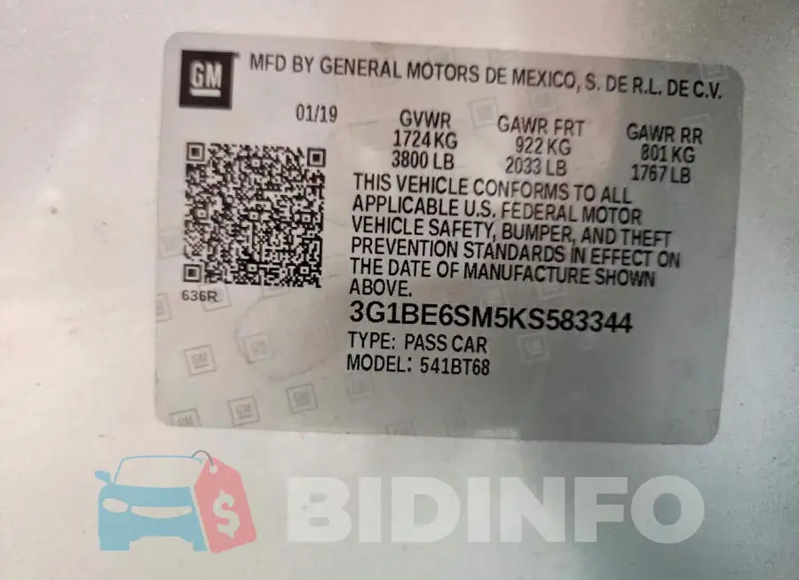 3G1BE6SM5KS583344 Photo# 12