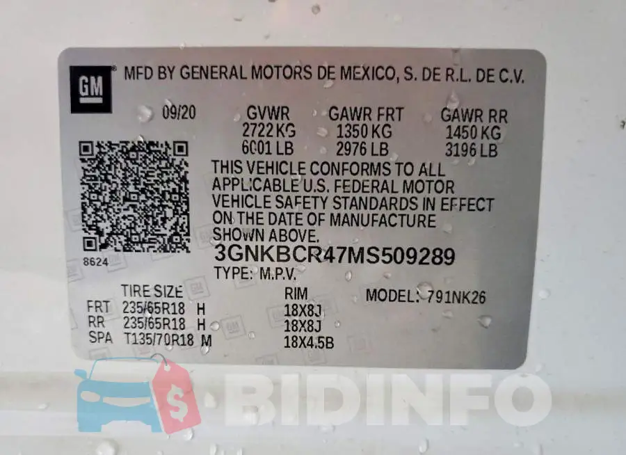 3GNKBCR47MS509289 Photo# 13