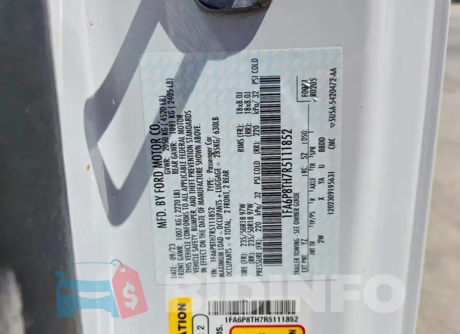 1FA6P8TH7R5111852 Photo# 12