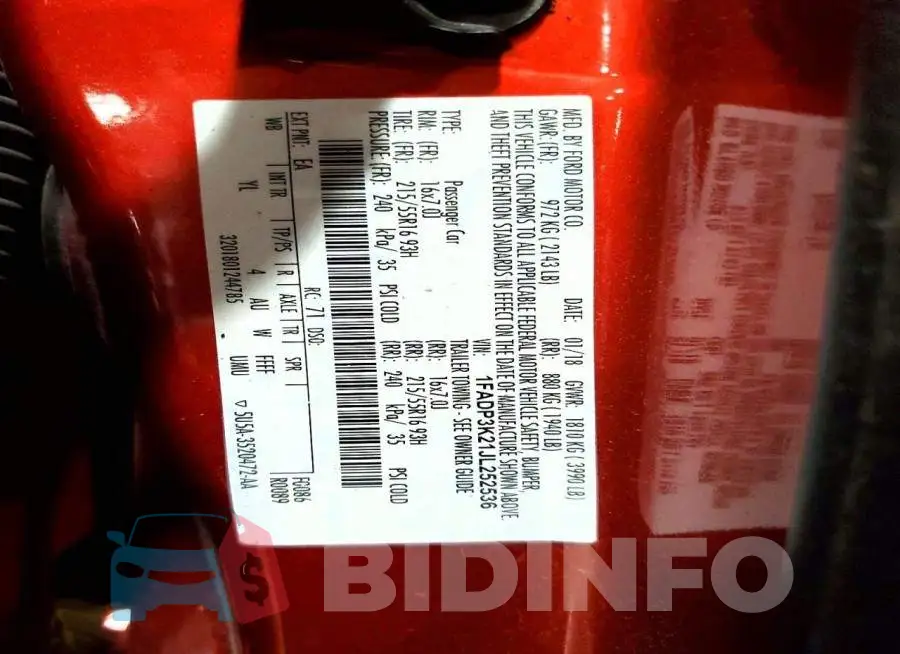 1FADP3K21JL252536 Photo# 12