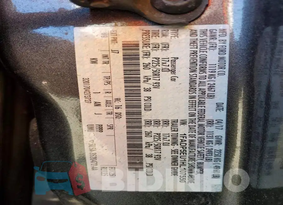 1FADP5EU1HL107550 Photo# 14