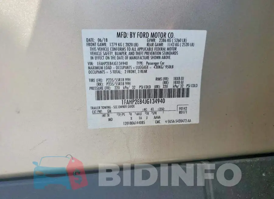 1FAHP2E84JG134940 Photo# 12