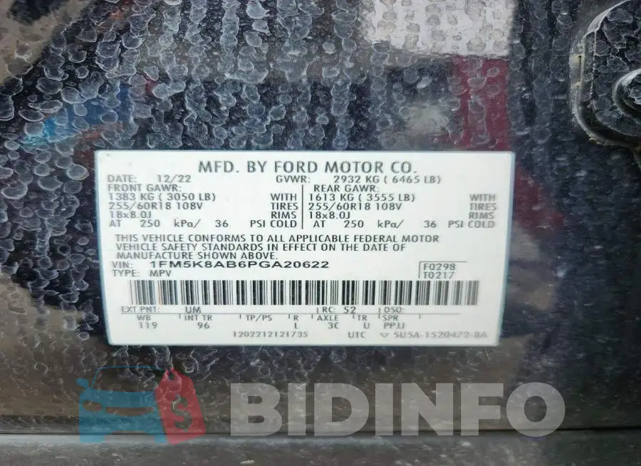 1FM5K8AB6PGA20622 Photo# 12