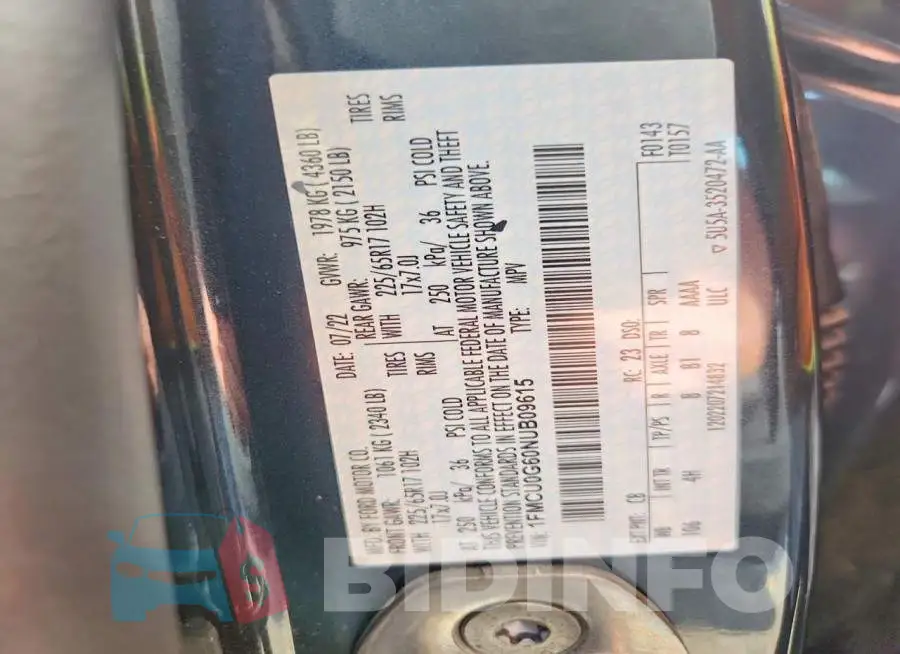 1FMCU0G60NUB09615 Photo# 13