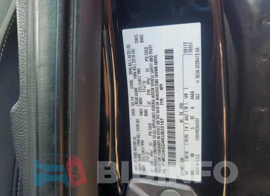 1FMCU0GD4KUB33197 Photo# 13