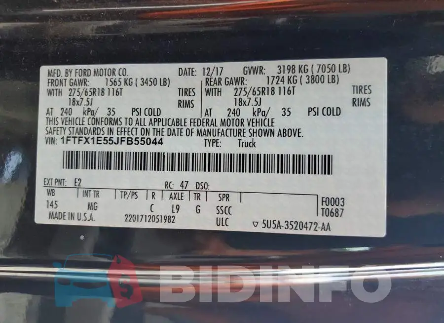 1FTFX1E55JFB55044 Photo# 13