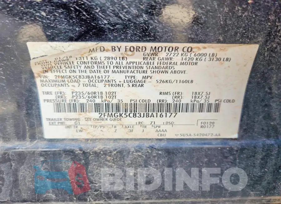 2FMGK5C83JBA16177 Photo# 13
