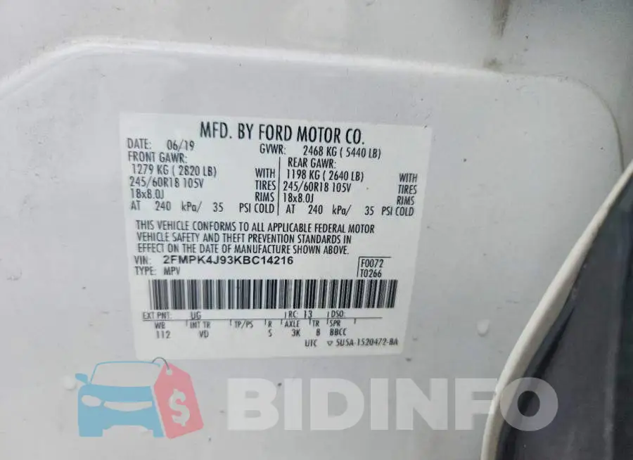 2FMPK4J93KBC14216 Photo# 13