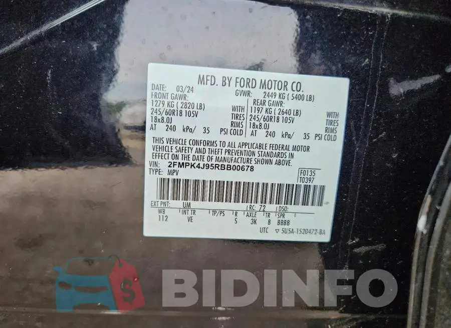 2FMPK4J95RBB00678 Photo# 12