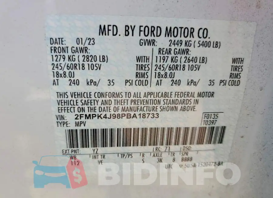 2FMPK4J98PBA18733 Photo# 14