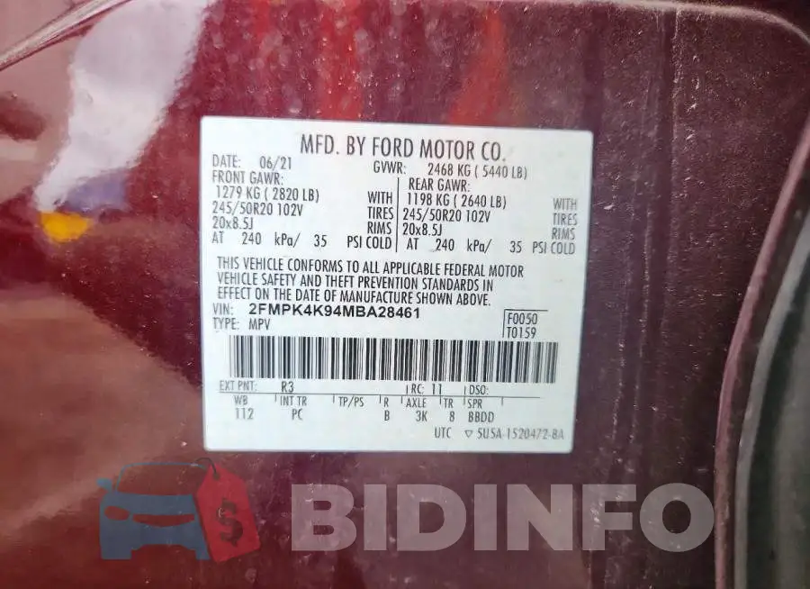 2FMPK4K94MBA28461 Photo# 13