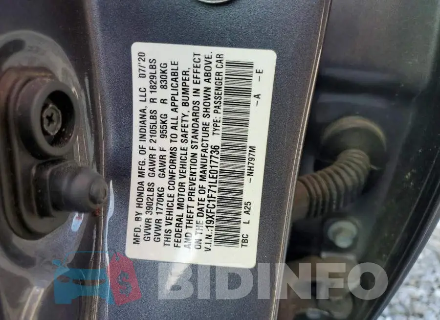 19XFC1F71LE017736 Photo# 12