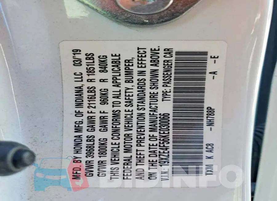 19XZE4F56KE030066 Photo# 13