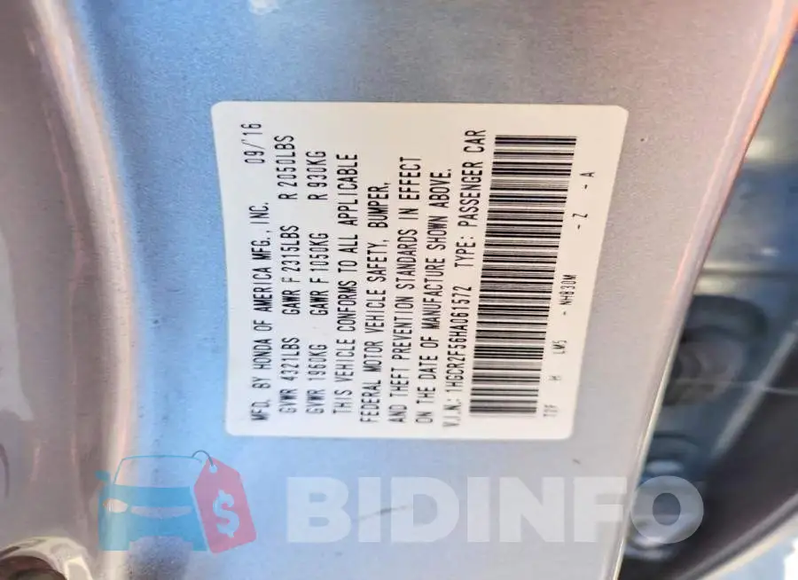 1HGCR2F56HA061572 Photo# 13