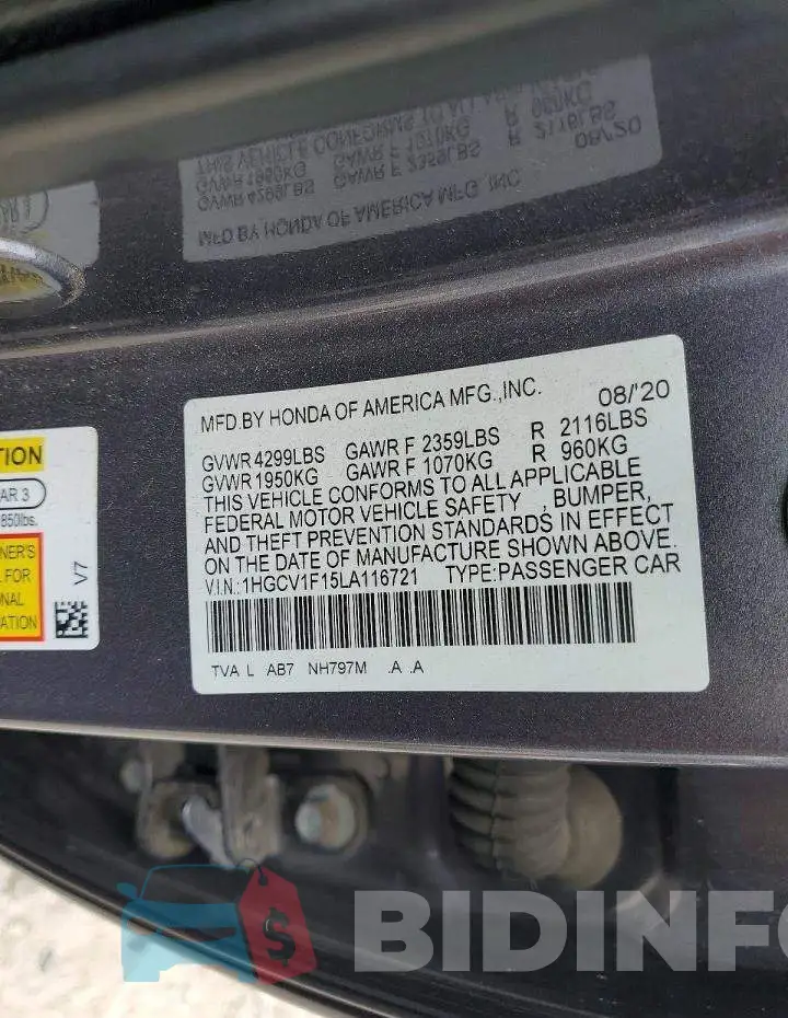 1HGCV1F15LA116721 Photo# 12