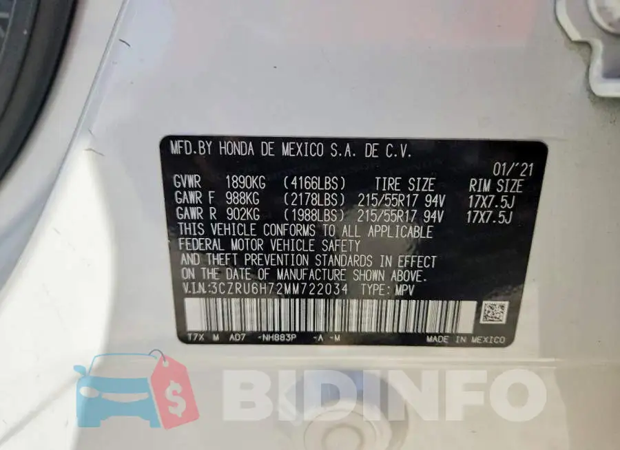 3CZRU6H72MM722034 Photo# 12