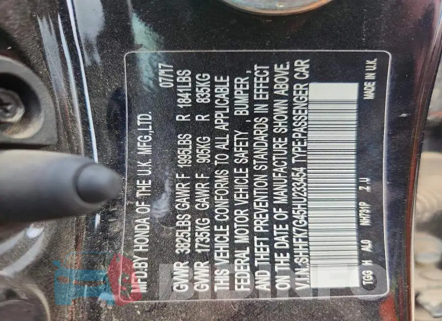 SHHFK7G45HU233454 Photo# 12